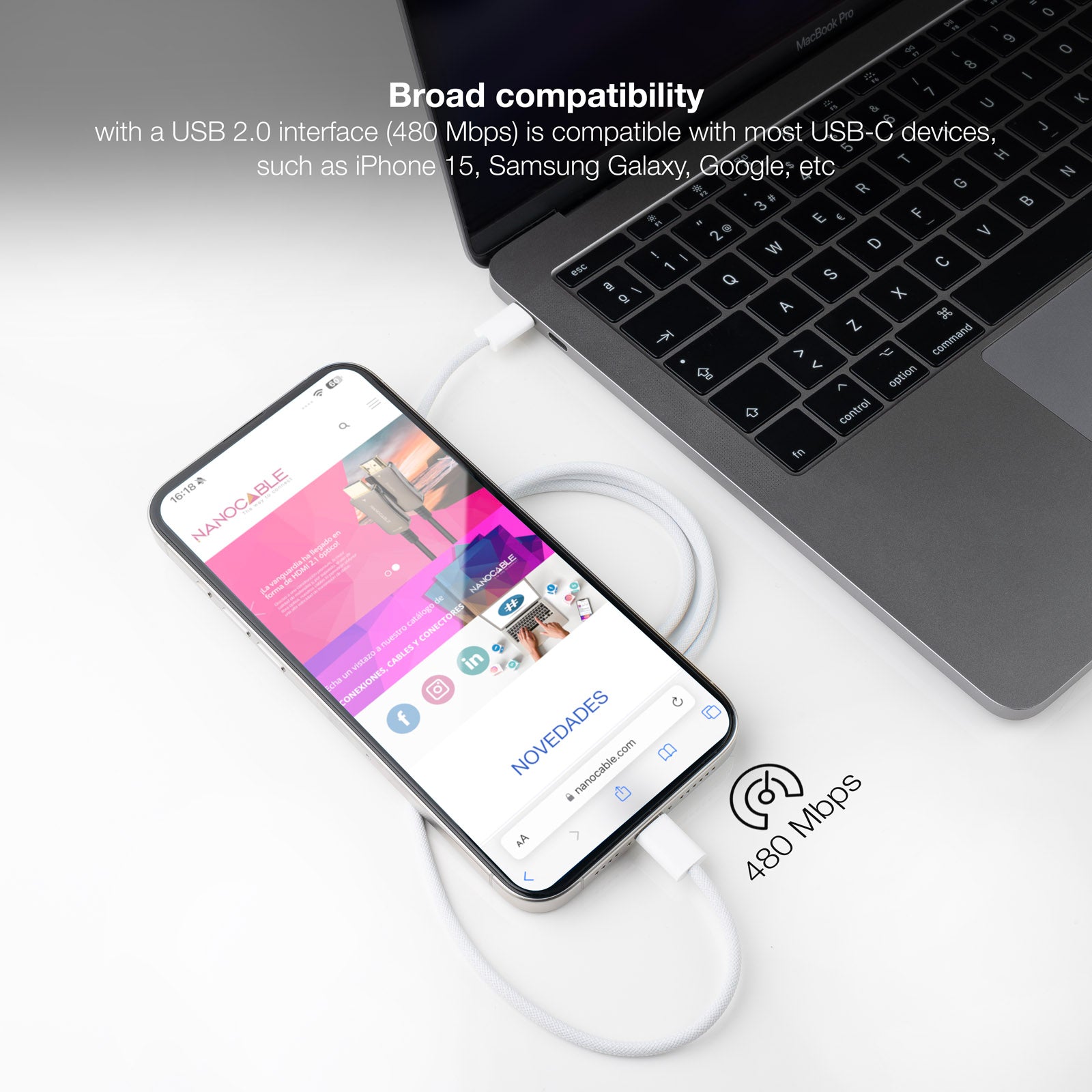 Cabo USB-C 1Mt 2.0 - NanoCable